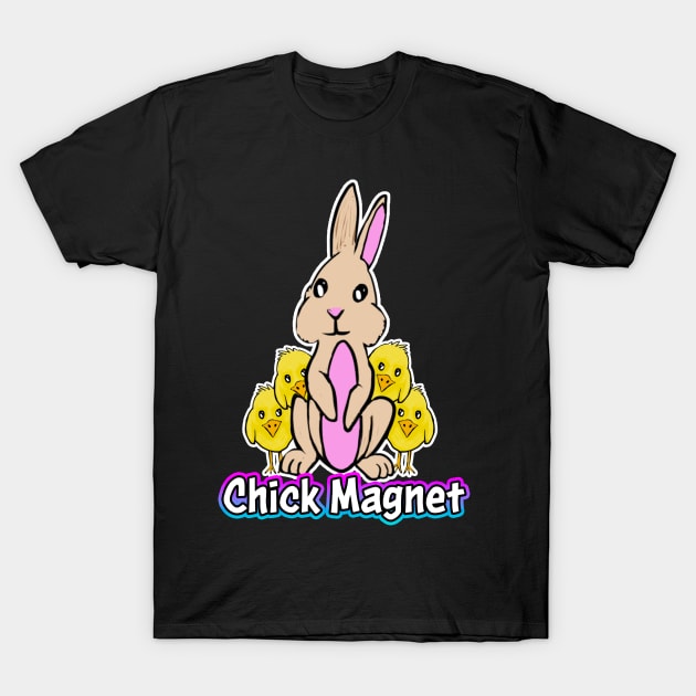 Bunny Chick Magnet White T-Shirt by Shawnsonart